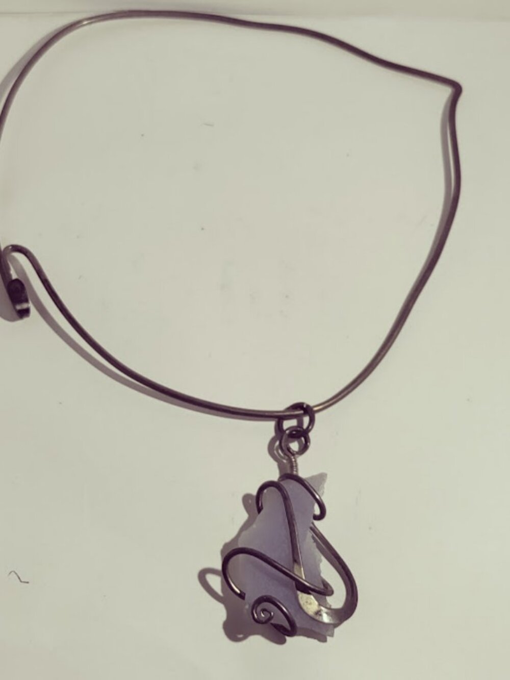 Wire Wrapped Lavender Stone Choker Necklace